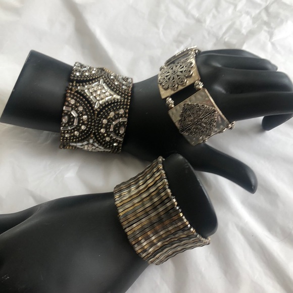 3/$15 Bracelet bangles cuff metal wide chunky 3 - Picture 1 of 8